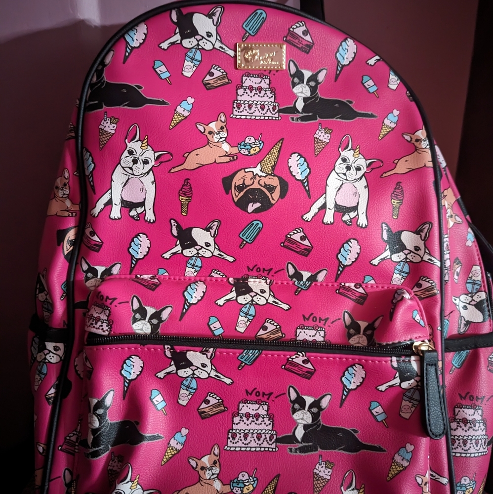 Betsey Johnson Pug / Bulldog backpack - Picture 3 of 3